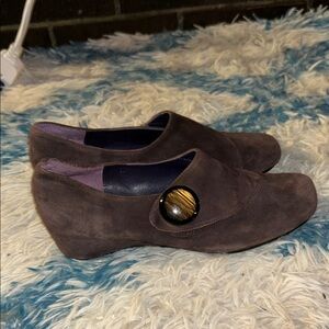 Vaneli Dark Brown Suede Loafers with Black Accent